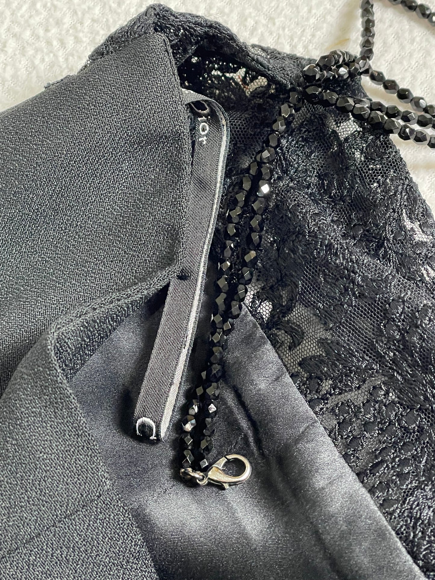 F/W 1997 Christian Dior by John Galliano Black Beaded Choker Lace High Slits Mini Dress