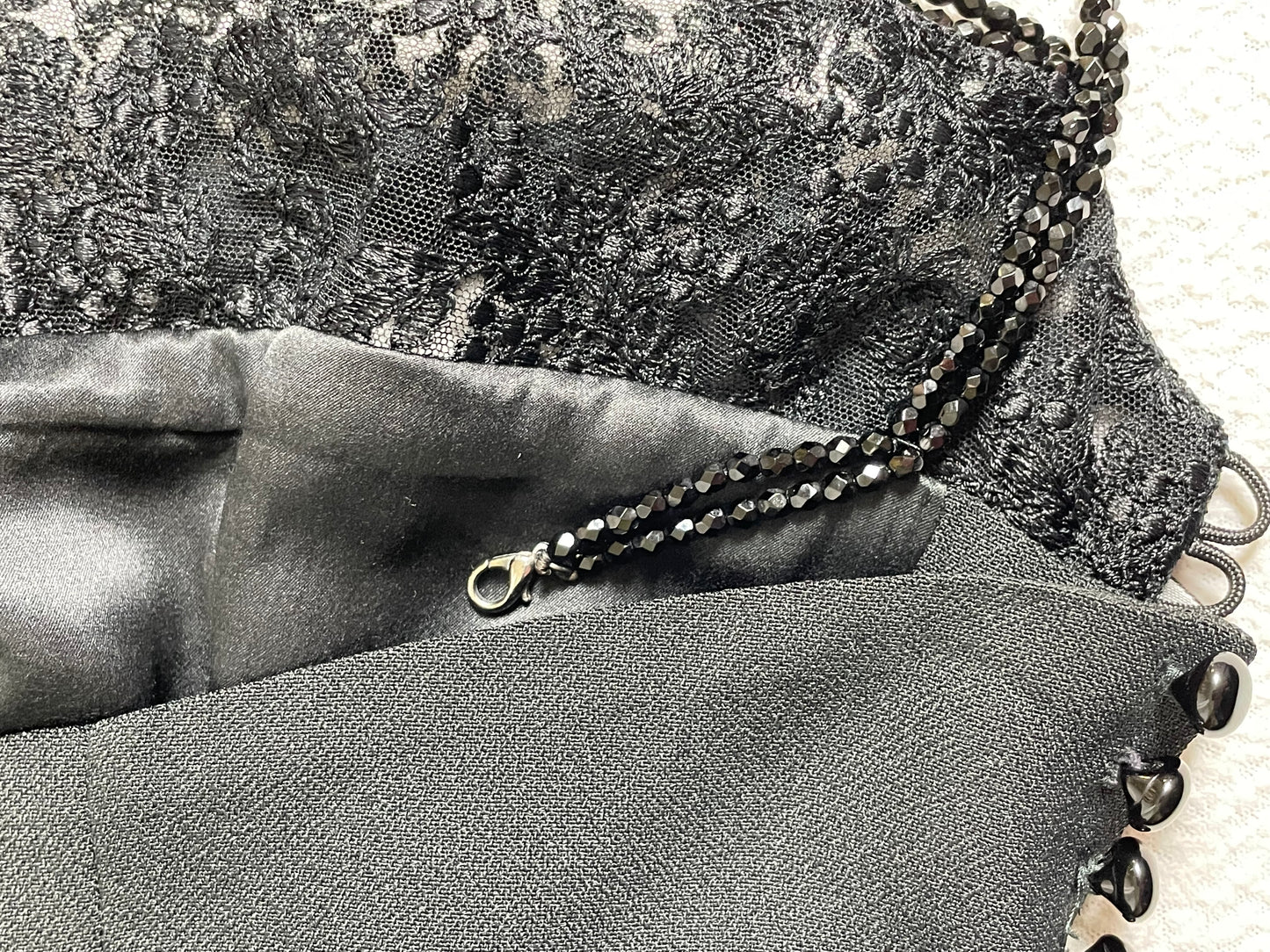 F/W 1997 Christian Dior by John Galliano Black Beaded Choker Lace High Slits Mini Dress