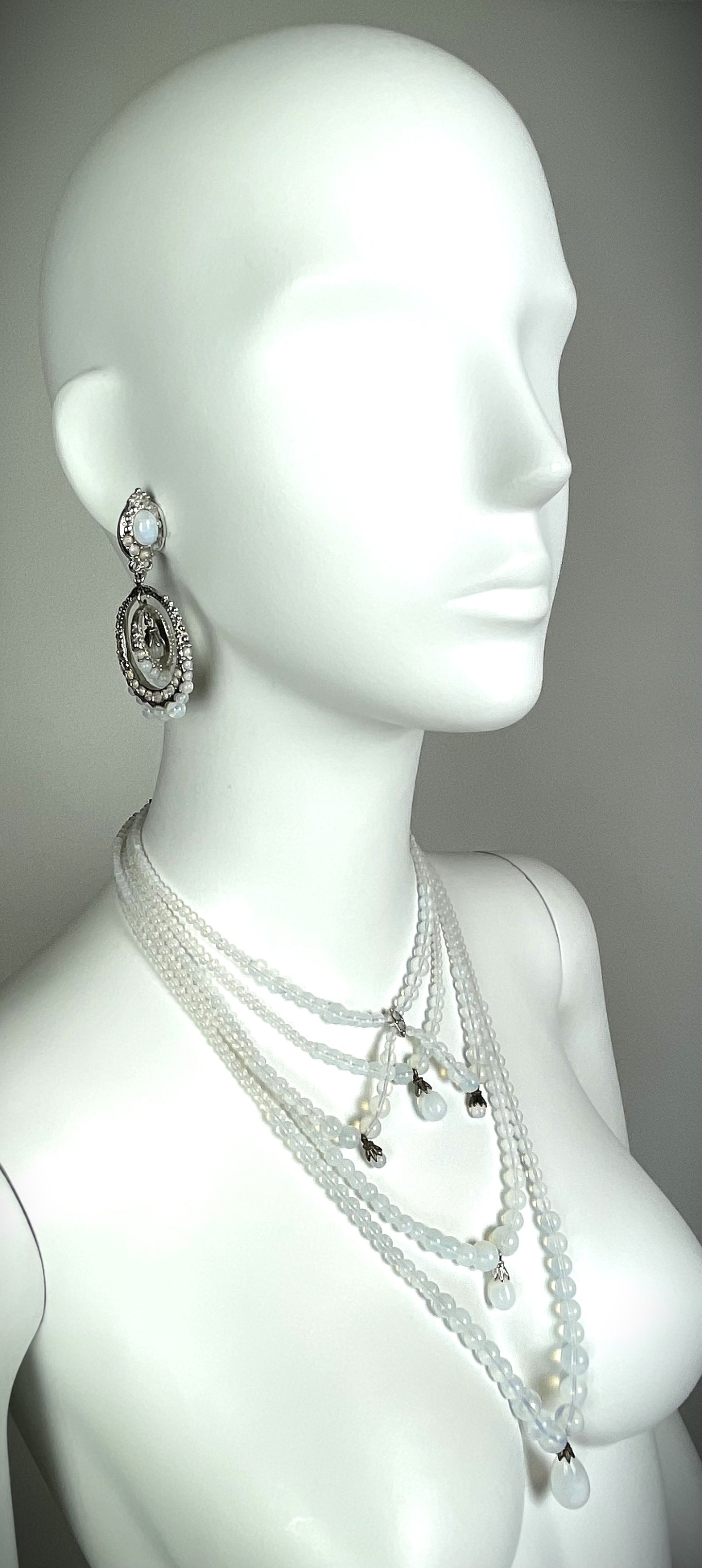 F/W 1999 Christian Dior by John Galliano Moonstone Necklace & Earrings Set