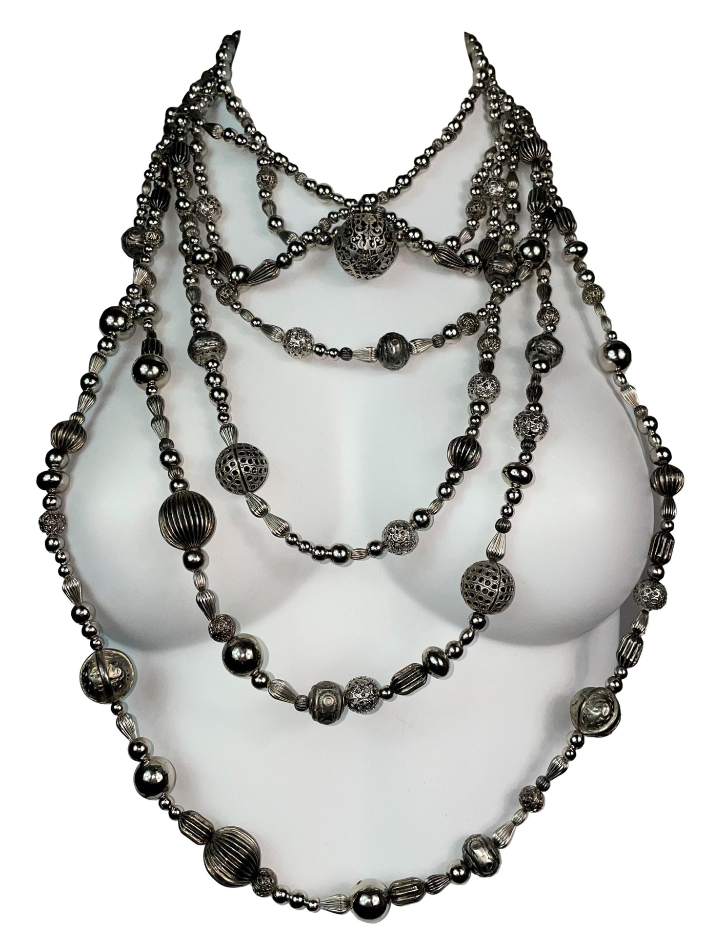 F/W 1997 Christian Dior by John Galliano Runway Large Silver Bib Choker Necklace