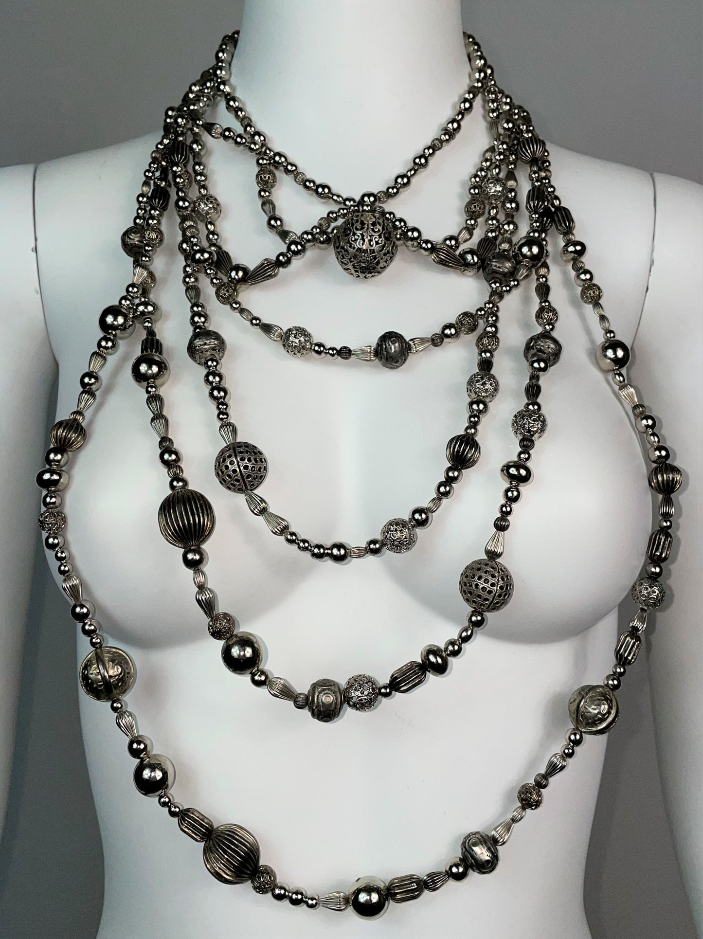 F/W 1997 Christian Dior by John Galliano Runway Large Silver Bib Choker Necklace