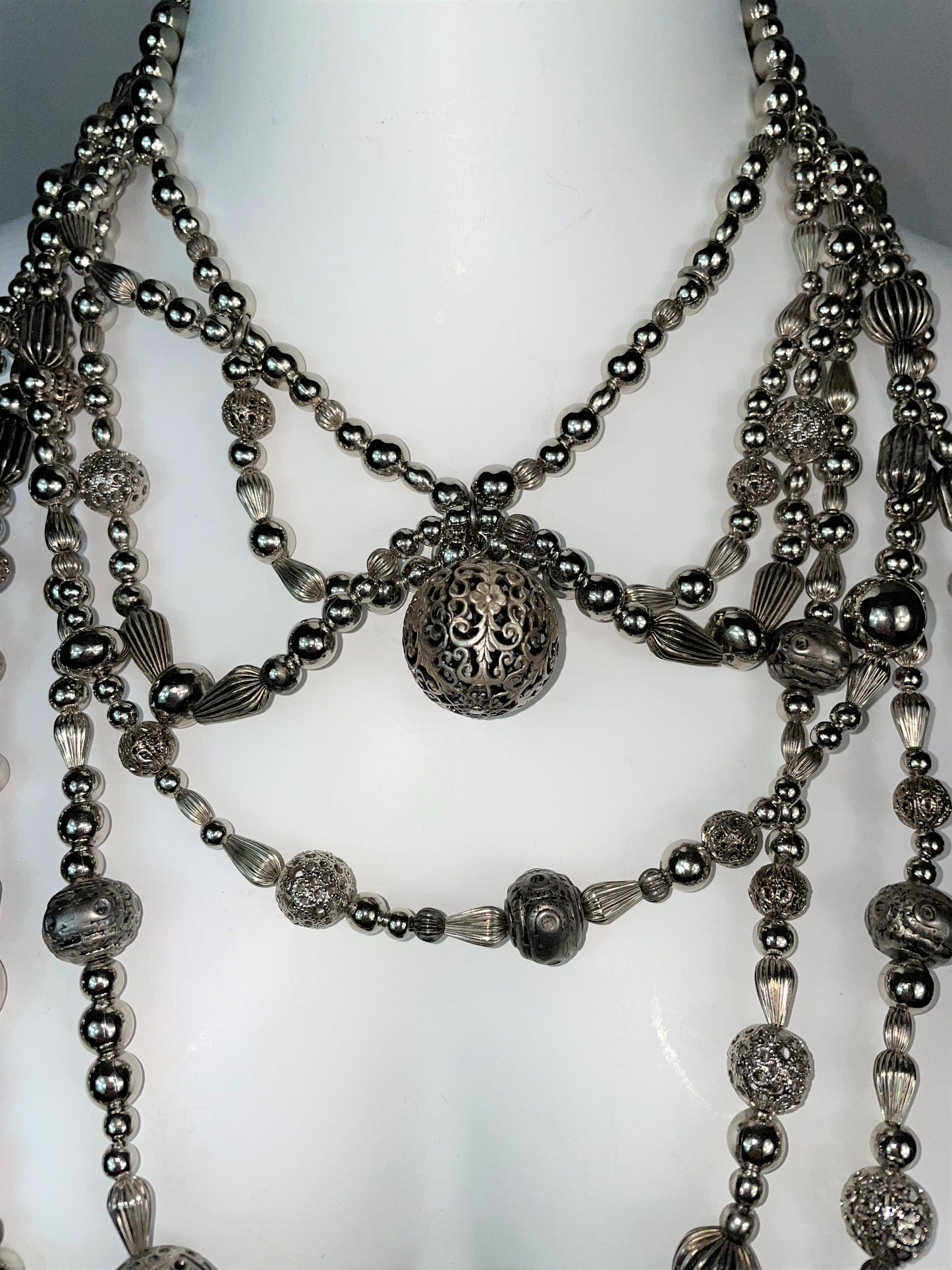 F/W 1997 Christian Dior by John Galliano Runway Large Silver Bib Choker Necklace