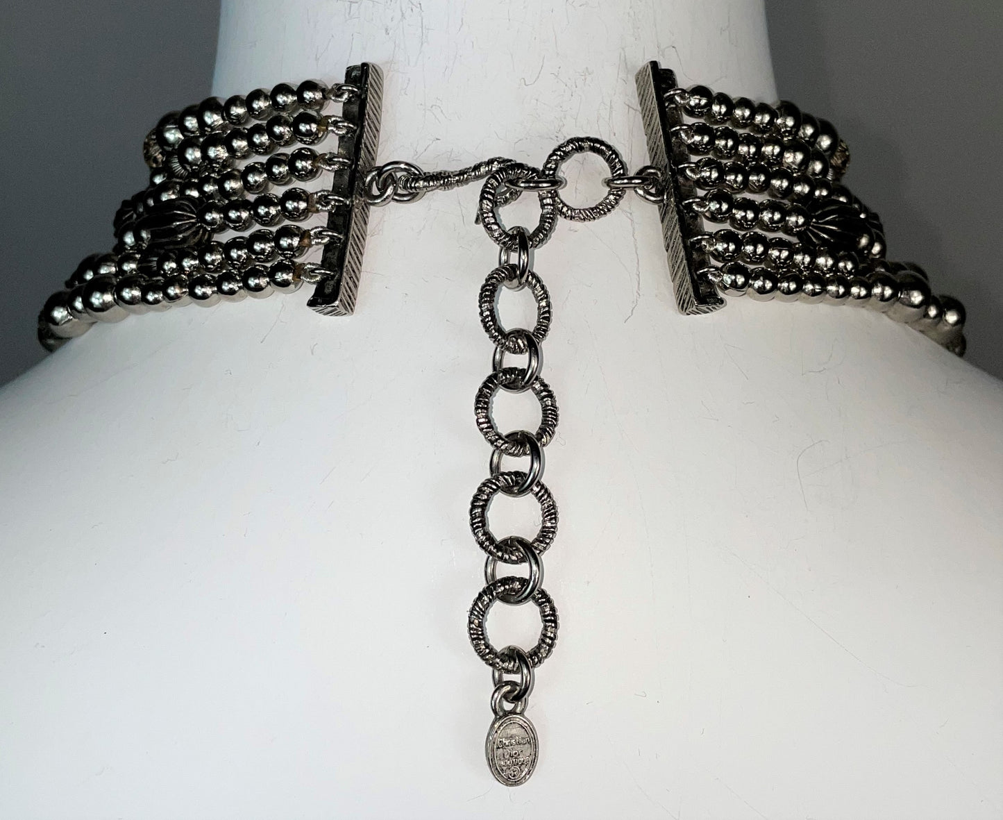 F/W 1997 Christian Dior by John Galliano Runway Large Silver Bib Choker Necklace