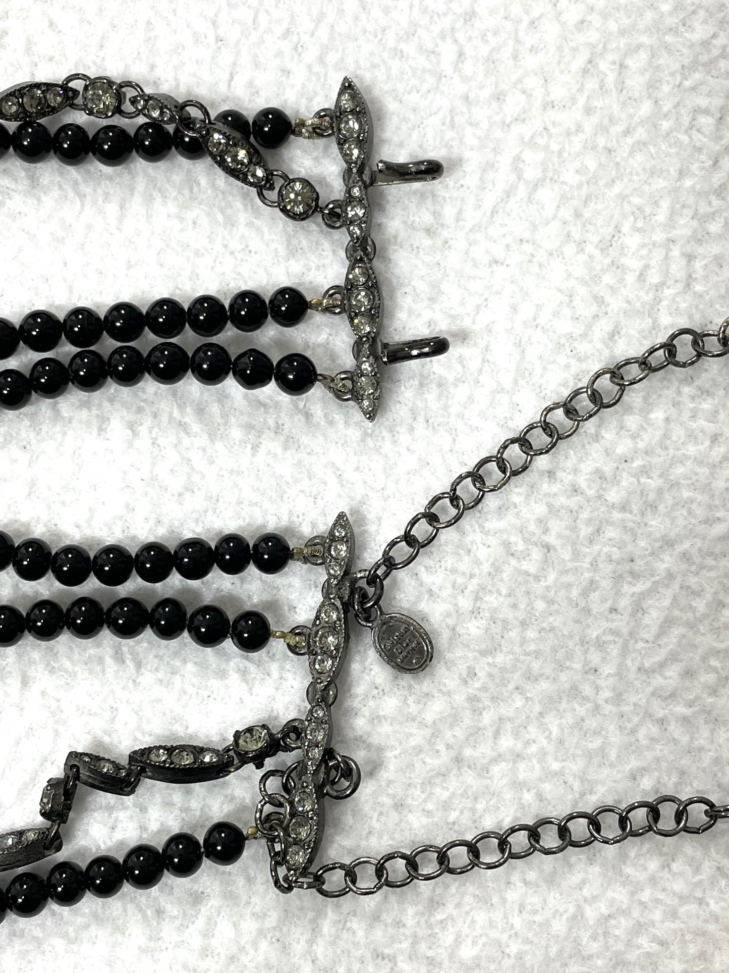 1997 Christian Dior by John Galliano Black Beaded Large Crystal Drop Necklace & Earrings