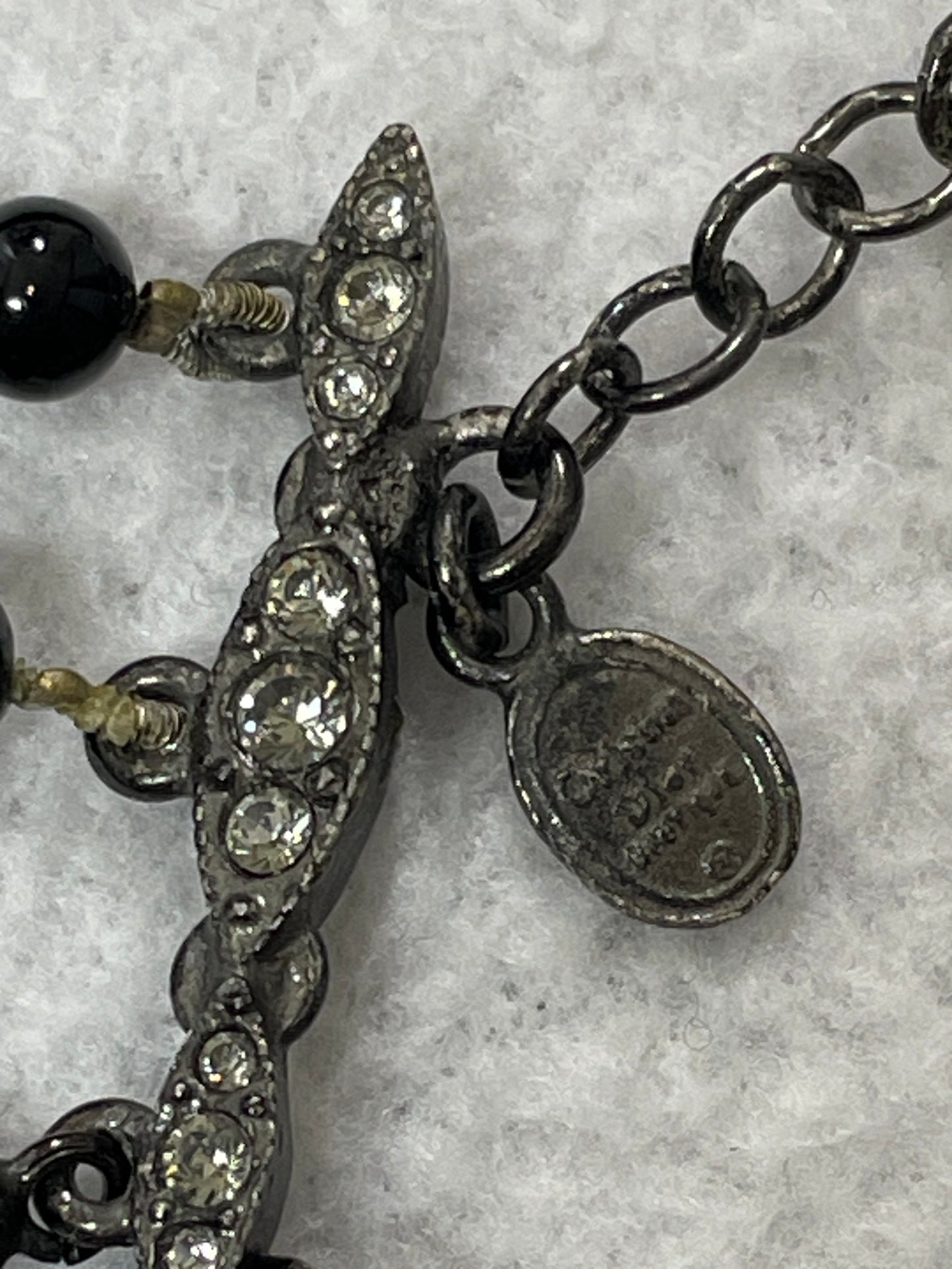 1997 Christian Dior by John Galliano Black Beaded Large Crystal Drop Necklace & Earrings