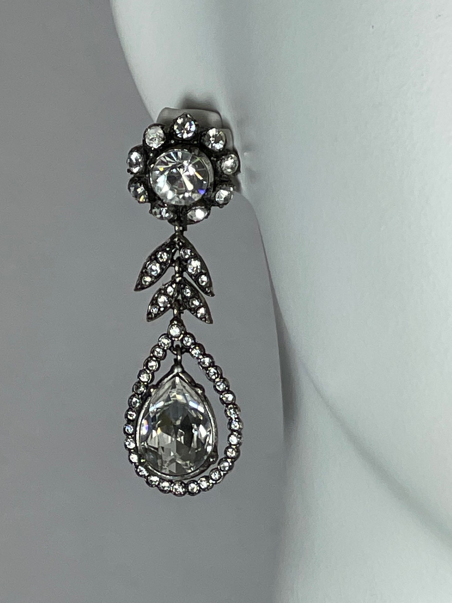 1997 Christian Dior by John Galliano Black Beaded Large Crystal Drop Necklace & Earrings