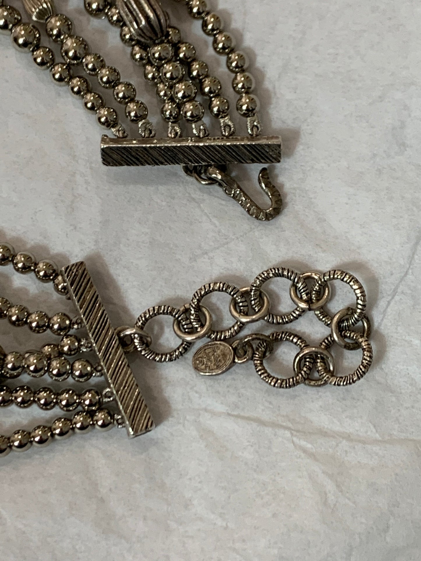 EXTREMELY RARE F/W 1997 Christian Dior by John Galliano Huge Silver Cross Crucifix Beaded Wide Masai Choker Necklace