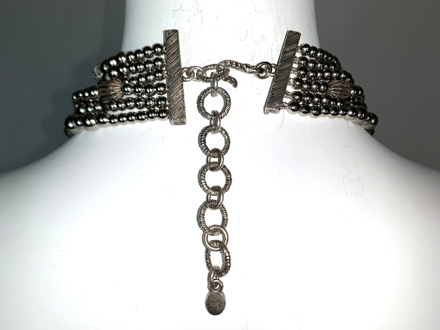 EXTREMELY RARE F/W 1997 Christian Dior by John Galliano Huge Silver Cross Crucifix Beaded Wide Masai Choker Necklace