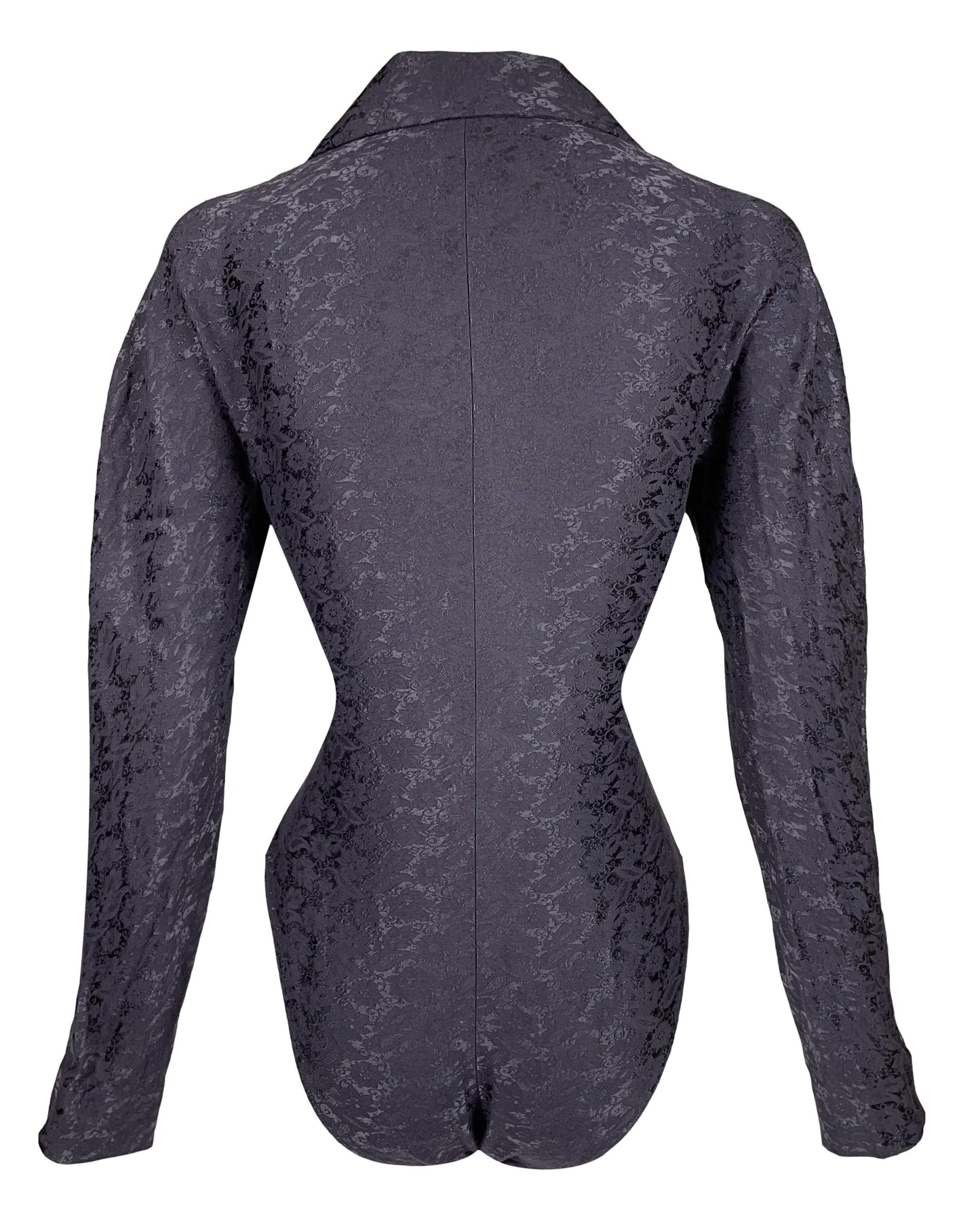 F/W 1997 Christian Dior by John Galliano Runway Plunging Plum Purple Brocade Bodysuit Top