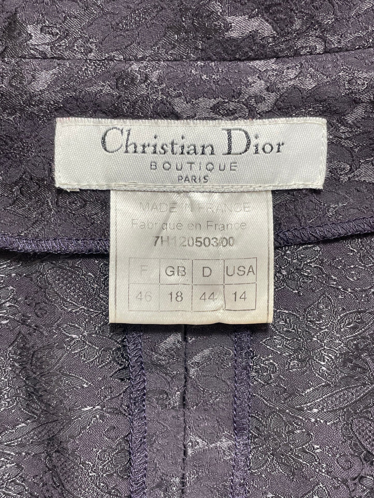 F/W 1997 Christian Dior by John Galliano Runway Plunging Plum Purple Brocade Bodysuit Top