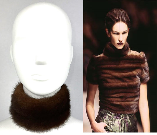 F/W 1997 Gianfranco Ferre Runway Mink Fur Choker Collar Necklace