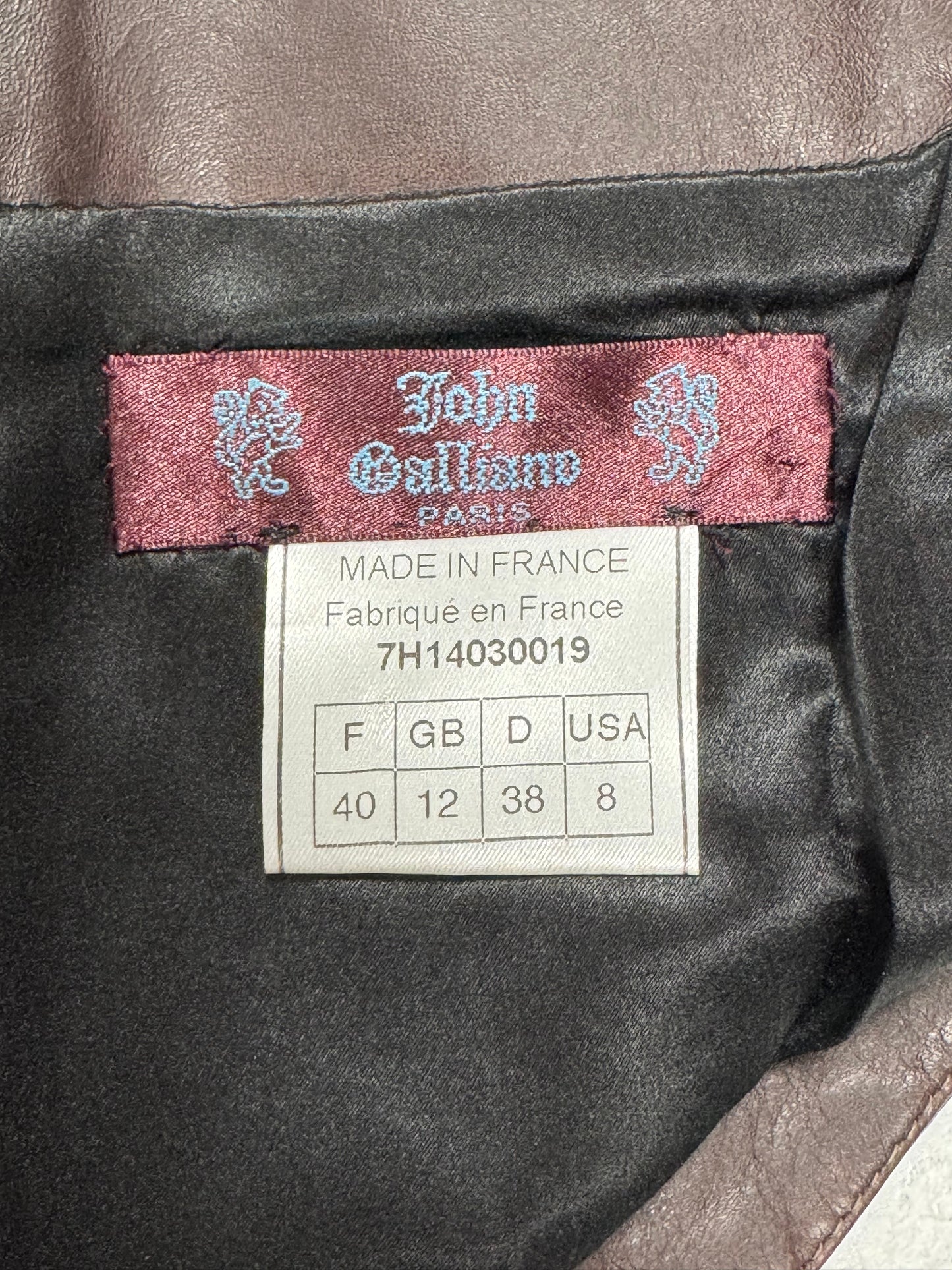 F/W 1997 John Galliano Runway Brown Leather Micro Mini Skirt