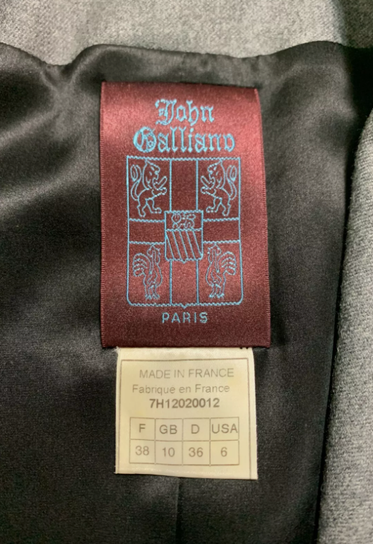 F/W 1997 John Galliano Runway Gray School Girl Pleated Mini Skirt & Jacket Suit