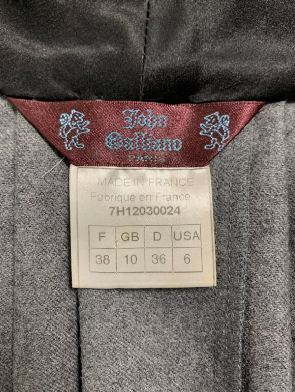 F/W 1997 John Galliano Runway Gray School Girl Pleated Mini Skirt & Jacket Suit