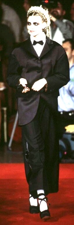 1997 & 1999 Jean Paul Gaultier Haute Couture Runway Velvet Goth Bell Sleeve Top & Wide Leg Tuxedo Pants Set