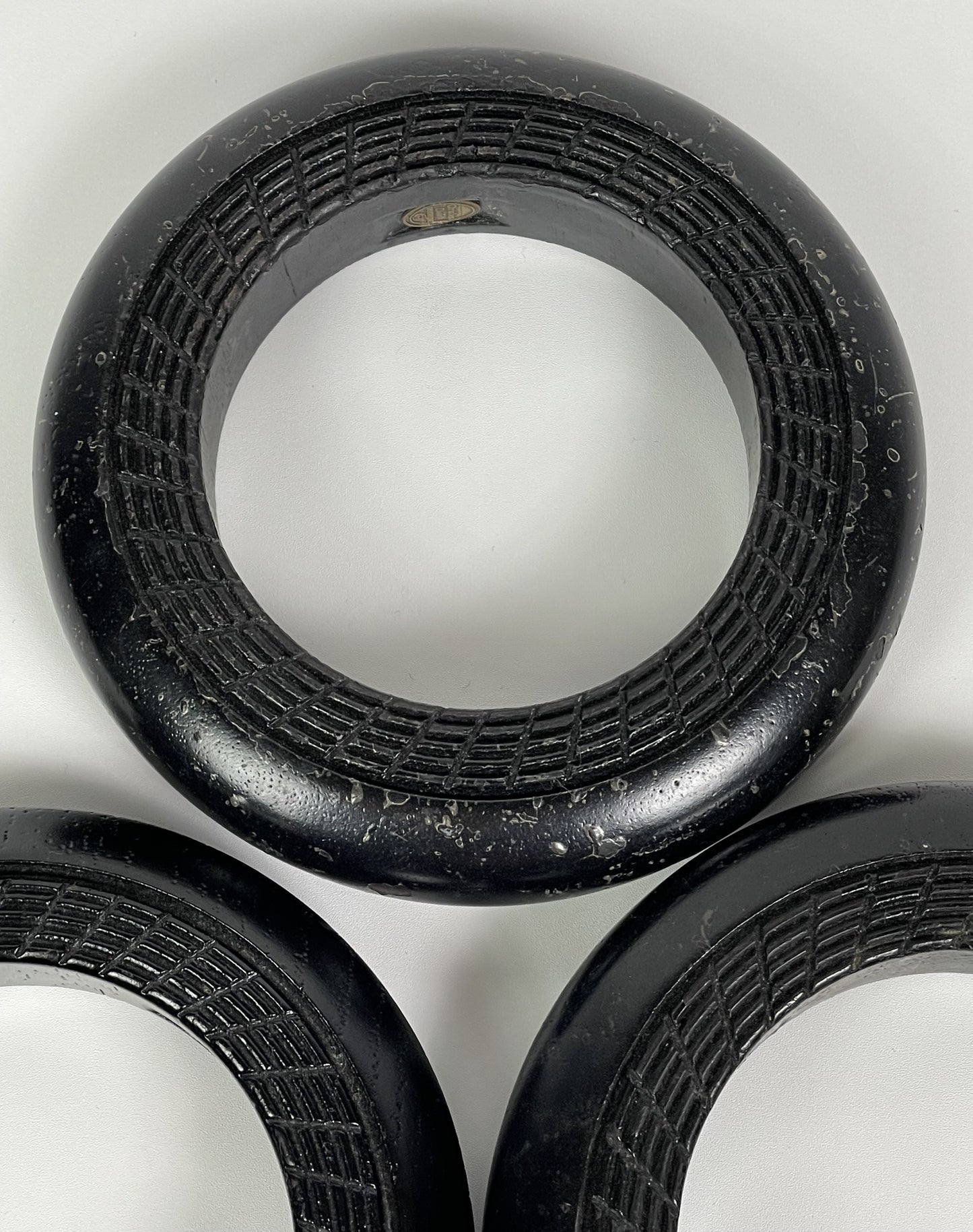 F/W 1999 Christian Dior by John Galliano Runway 3 Brown Wood Tribal Engraved Cuff Bracelets