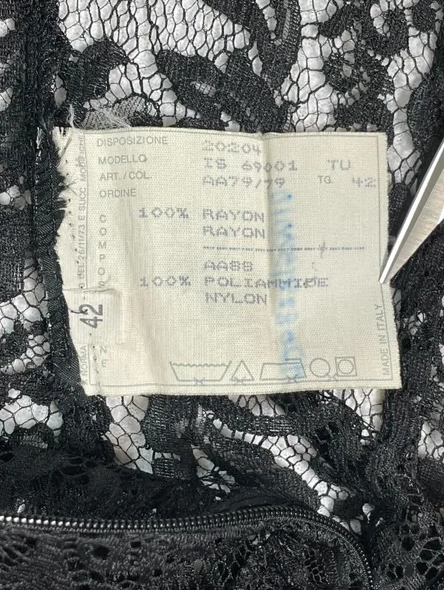 F/W 1998 Alexander McQueen Goth Queen Sheer Nude Mesh & Sheer Black Lace Plunging Jumpsuit