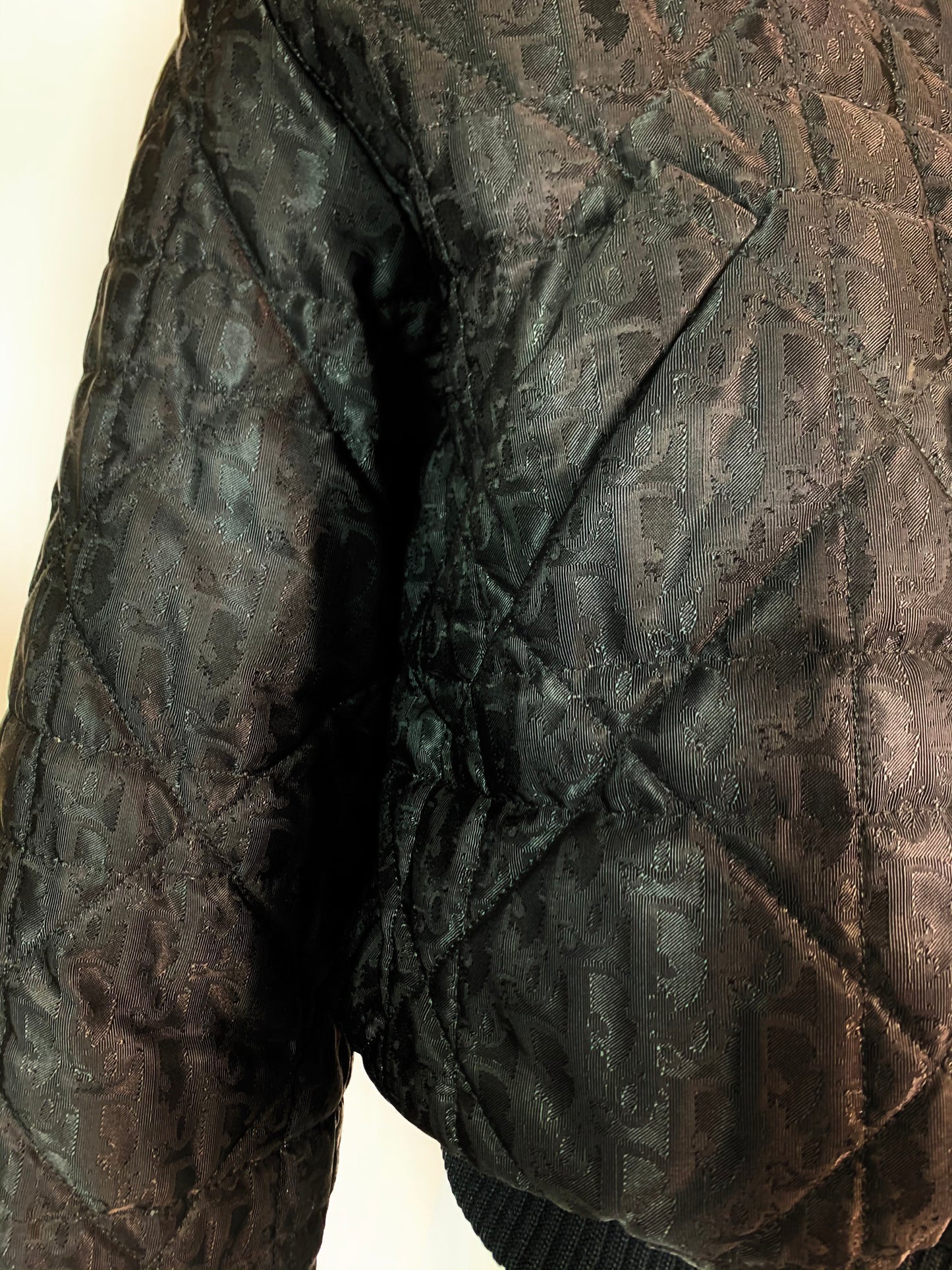 F/W 1998 Christian Dior by John Galliano Black Logo Monogram Fitted Puffer Coat Jacket w Fox Fur Collar
