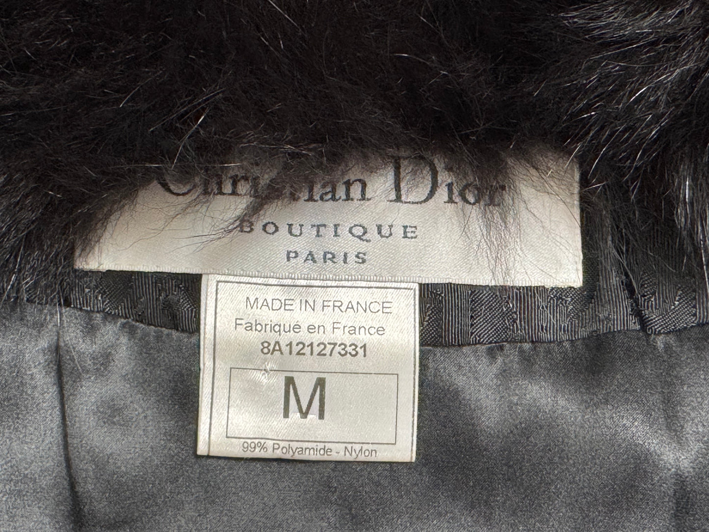 F/W 1998 Christian Dior by John Galliano Black Logo Puffer Jacket w Fox Fur M