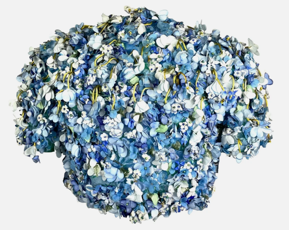 F/W 1998 Christian Dior Haute Couture by John Galliano Blue Flower Crystal Cropped Bolero Jacket