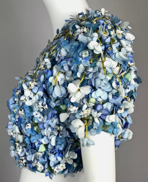 F/W 1998 Christian Dior Haute Couture by John Galliano Blue Flower Crystal Cropped Bolero Jacket