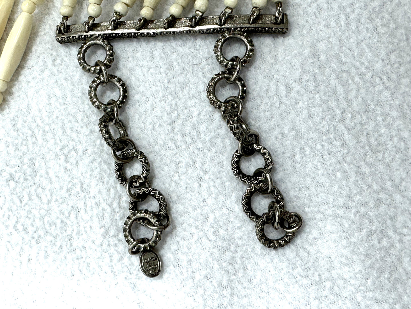 1998 Christian Dior by John Galliano Large Native American Bone Beaded Choker Feather Necklace & 2 Cuff Bracelets