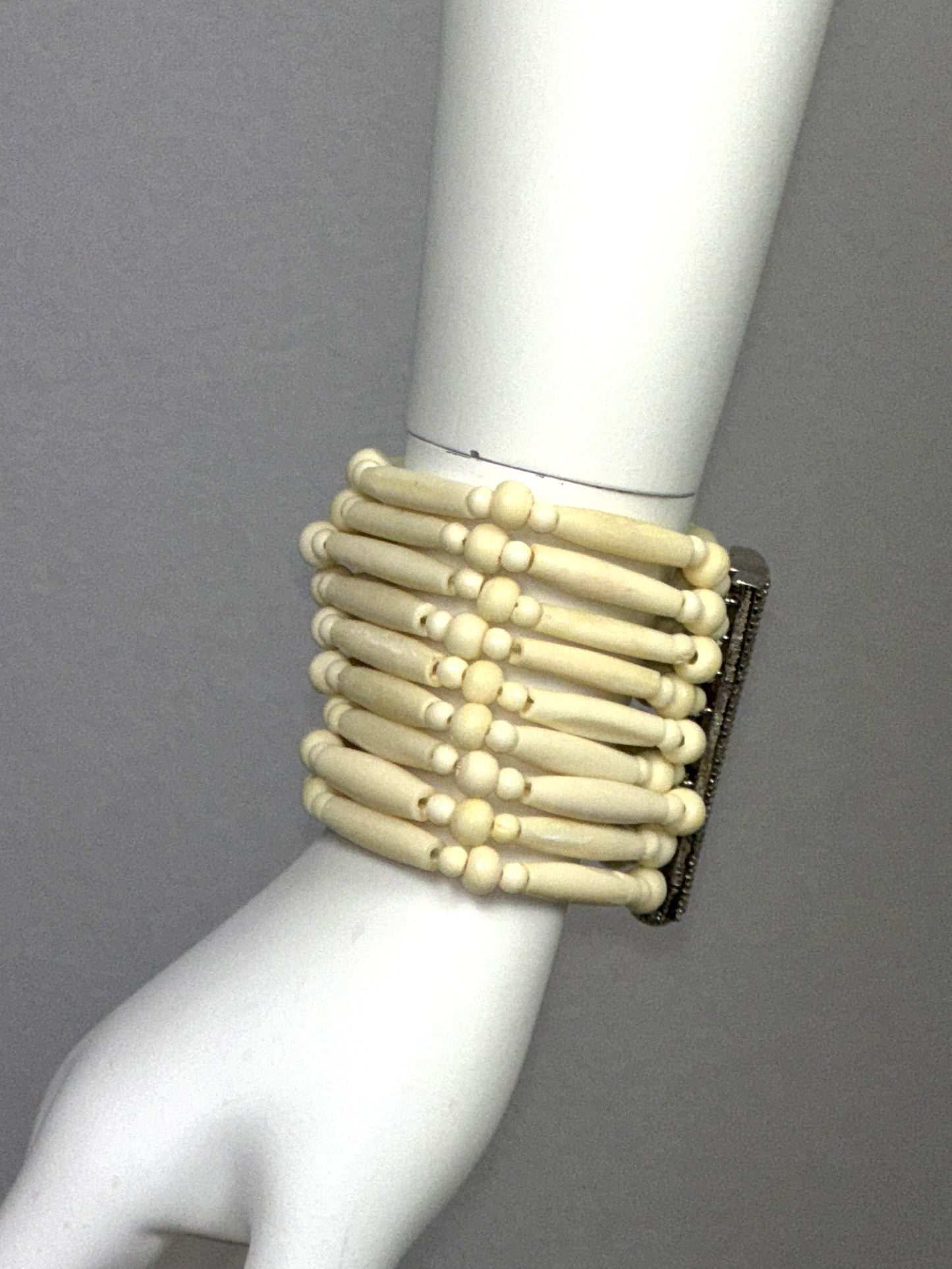 1998 Christian Dior by John Galliano Large Native American Bone Beaded Choker Feather Necklace & 2 Cuff Bracelets