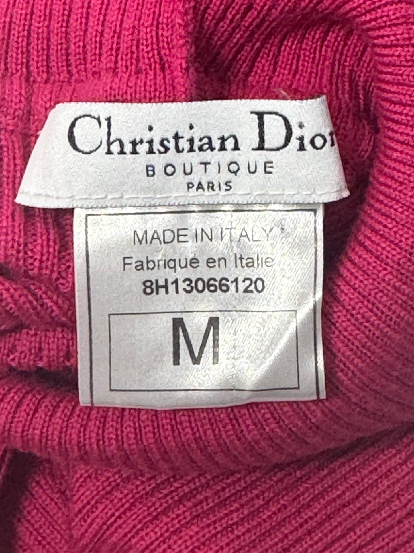 F/W 1998 Christian Dior by John Galliano Runway Hot Pink Knit Turtleneck Bodycon L/S Maxi Dress