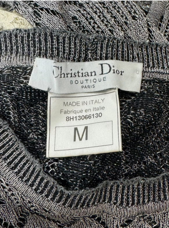 F/W 1998 Christian Dior by John Galliano Runway Silver Knit & Lace L/S Mermaid Maxi Dress