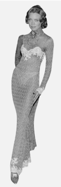 F/W 1998 Christian Dior by John Galliano Runway Silver Knit & Lace L/S Mermaid Maxi Dress