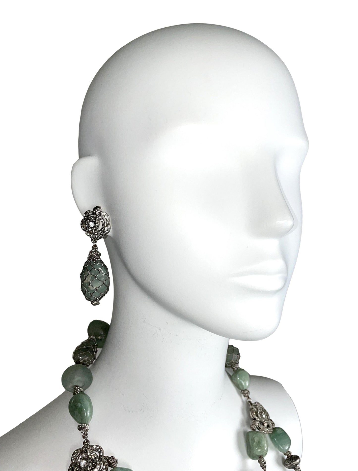 F/W 1998 Christian Dior by John Galliano Runway Large Stone & Crystal Roses Necklace & Earrings Set