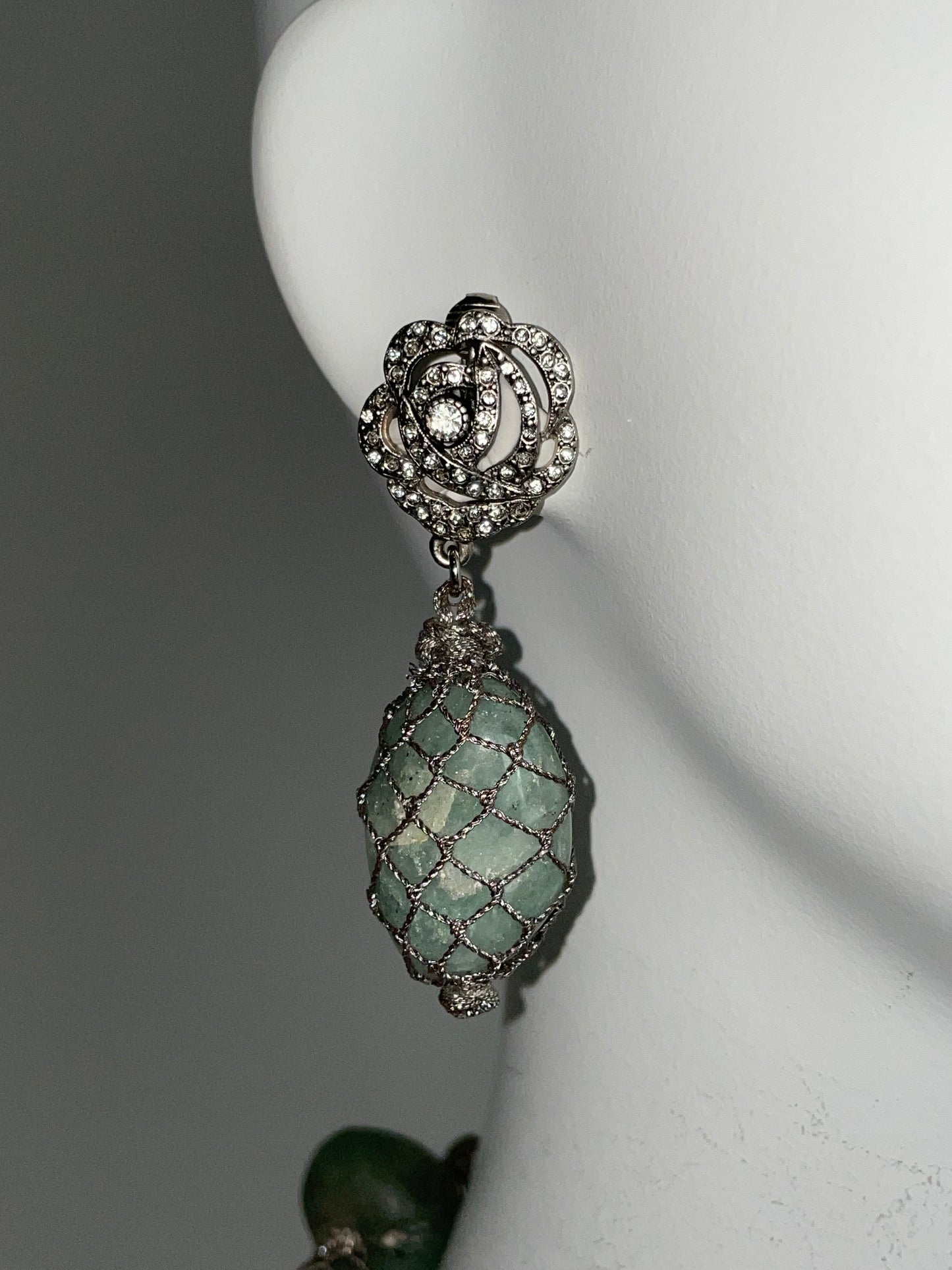 F/W 1998 Christian Dior by John Galliano Runway Large Stone & Crystal Roses Necklace & Earrings Set