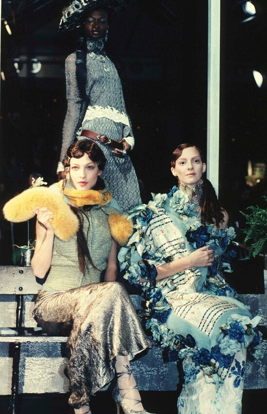 F/W 1998 Christian Dior by John Galliano Silver Lamé Bias Cut Beaded Necklace Straps Mermaid Maxi Dress Gown