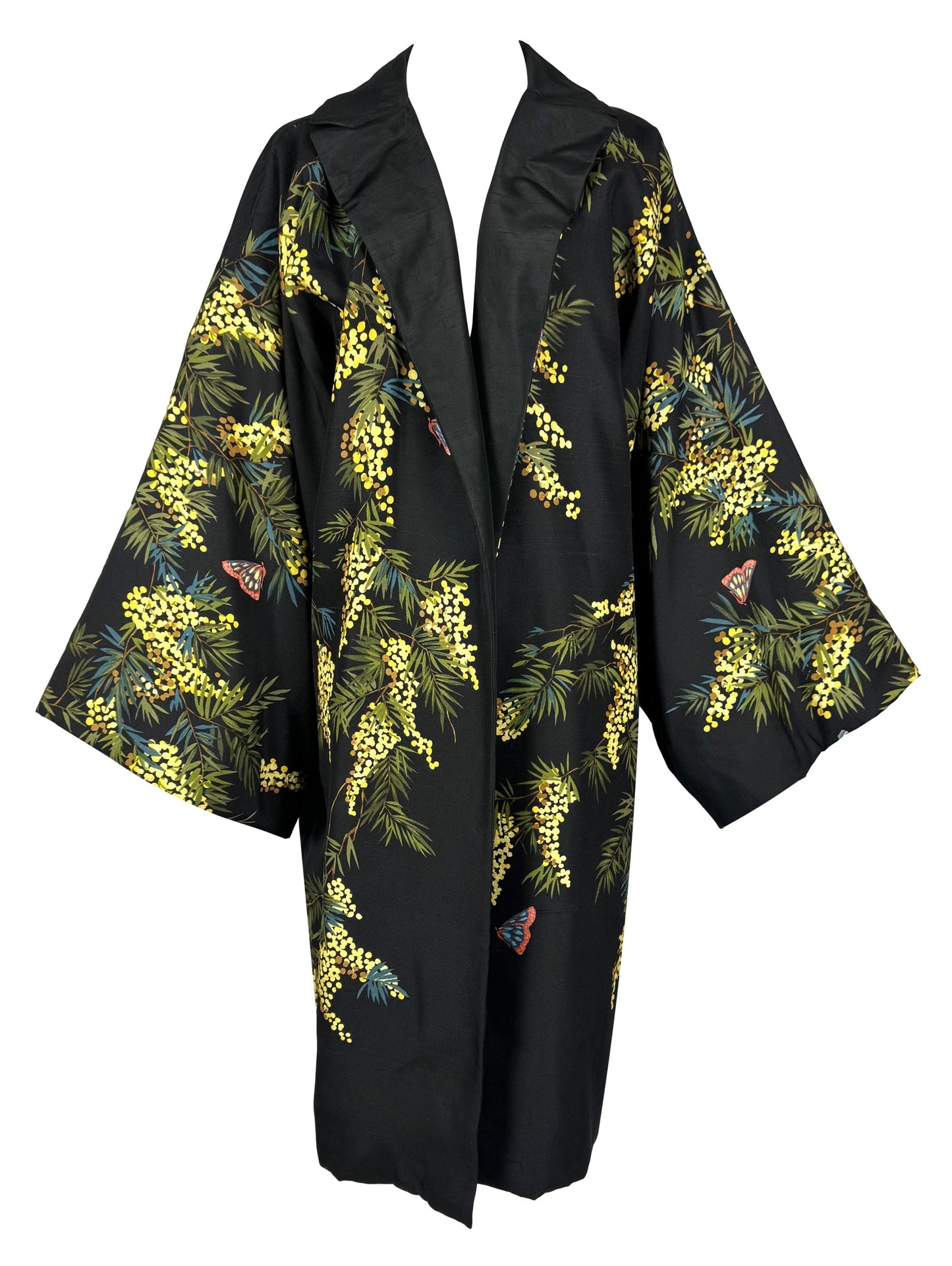 NWT F/W 1998 Dolce & Gabbana Runway Butterfly Painted Silk Kimono Coat