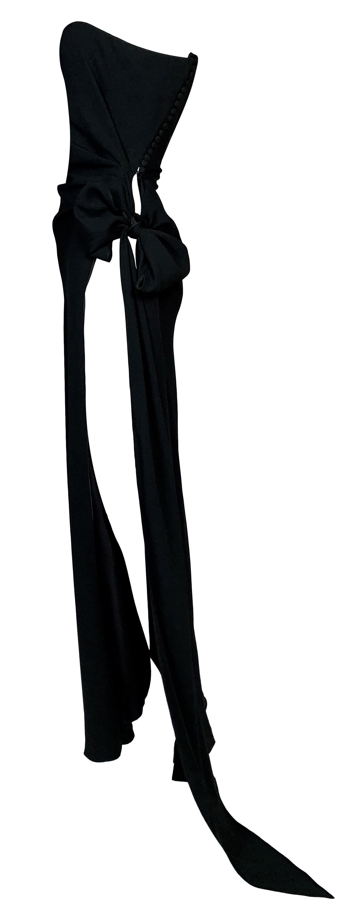 S/S 1998 Christian Dior by John Galliano Strapless Black High Slit Bow Dress