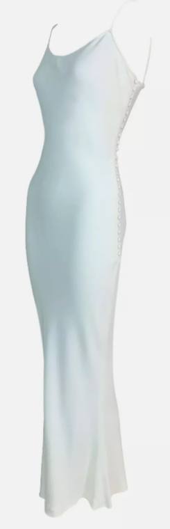 Vintage S/S 1998 Christian Dior by John Galliano Semi-Sheer Ivory Satin Long Mermaid Gown Dress
