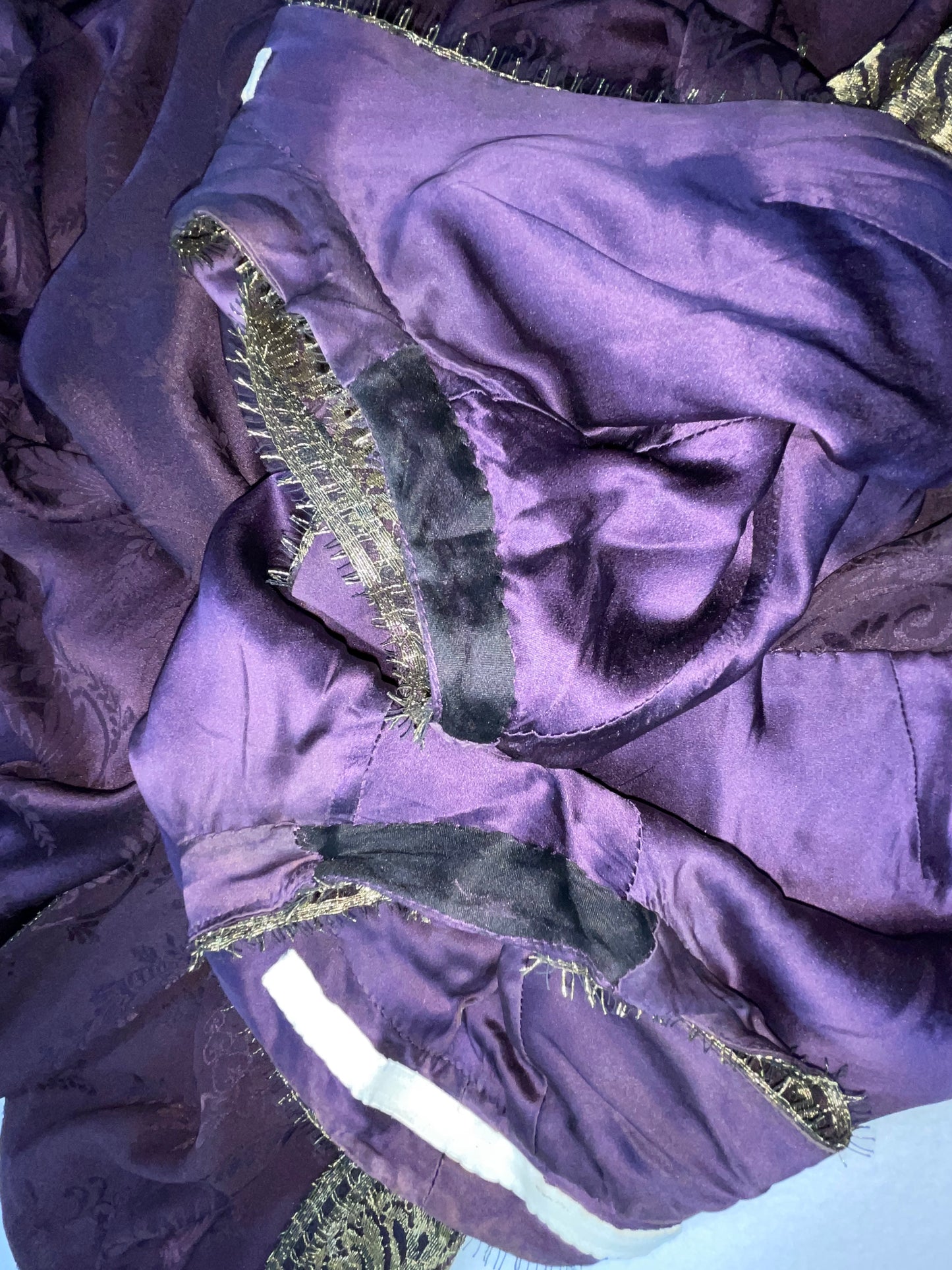 S/S 1998 John Galliano Runway Eggplant & Gold Embroidered Gown Dress w Train