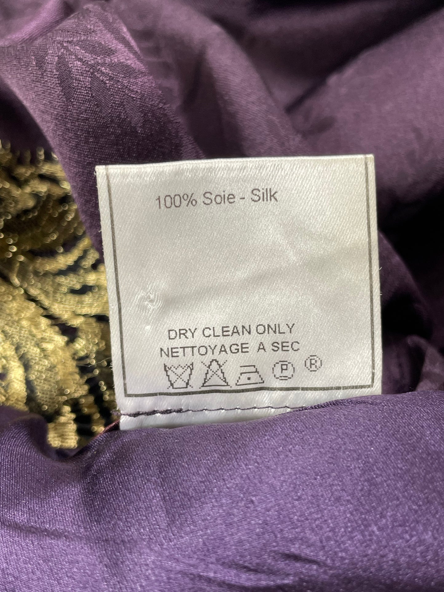 S/S 1998 John Galliano Runway Eggplant & Gold Embroidered Gown Dress w Train
