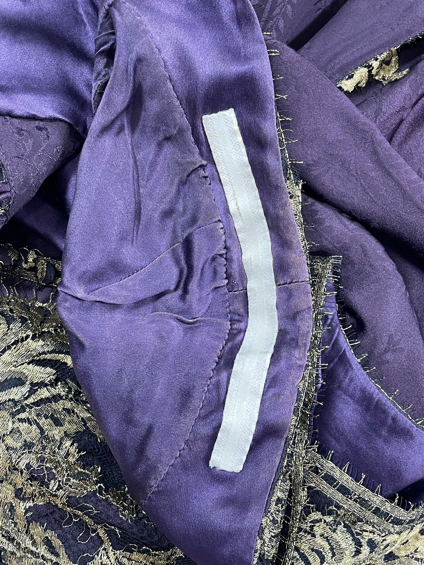 S/S 1998 John Galliano Runway Eggplant & Gold Embroidered Gown Dress w Train