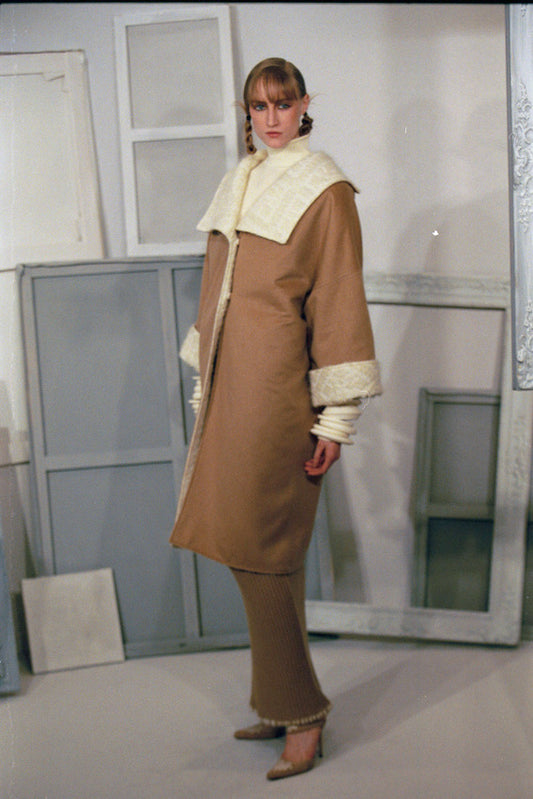 F/W 1999 Christian Dior x John Galliano 1920's Flapper Style Ivory Cocoon Long Coat jacket