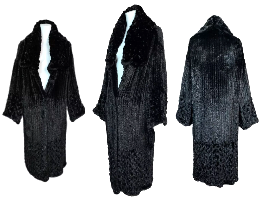 Vintage F/W 1999 Christian Dior by John Galliano Black Knit Mink Opera Coat Jacket