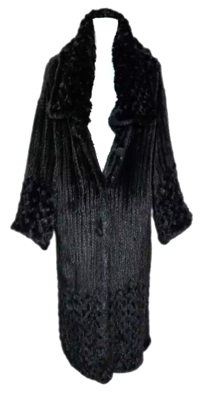 Vintage F/W 1999 Christian Dior by John Galliano Black Knit Mink Opera Coat Jacket