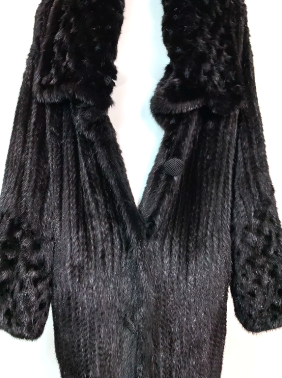 Vintage F/W 1999 Christian Dior by John Galliano Black Knit Mink Opera Coat Jacket