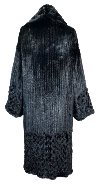 Vintage F/W 1999 Christian Dior by John Galliano Black Knit Mink Opera Coat Jacket