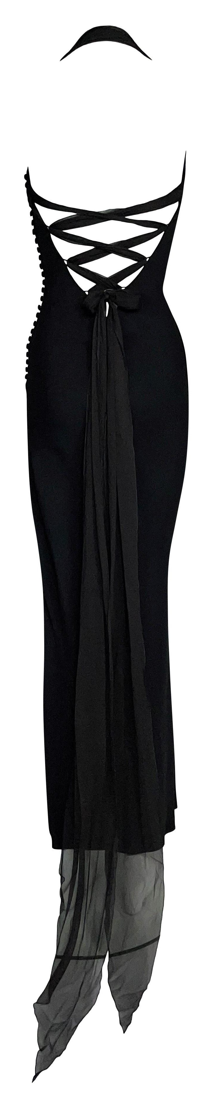 F/W 1999 Christian Dior by John Galliano Black High Slit Corset Maxi Dress