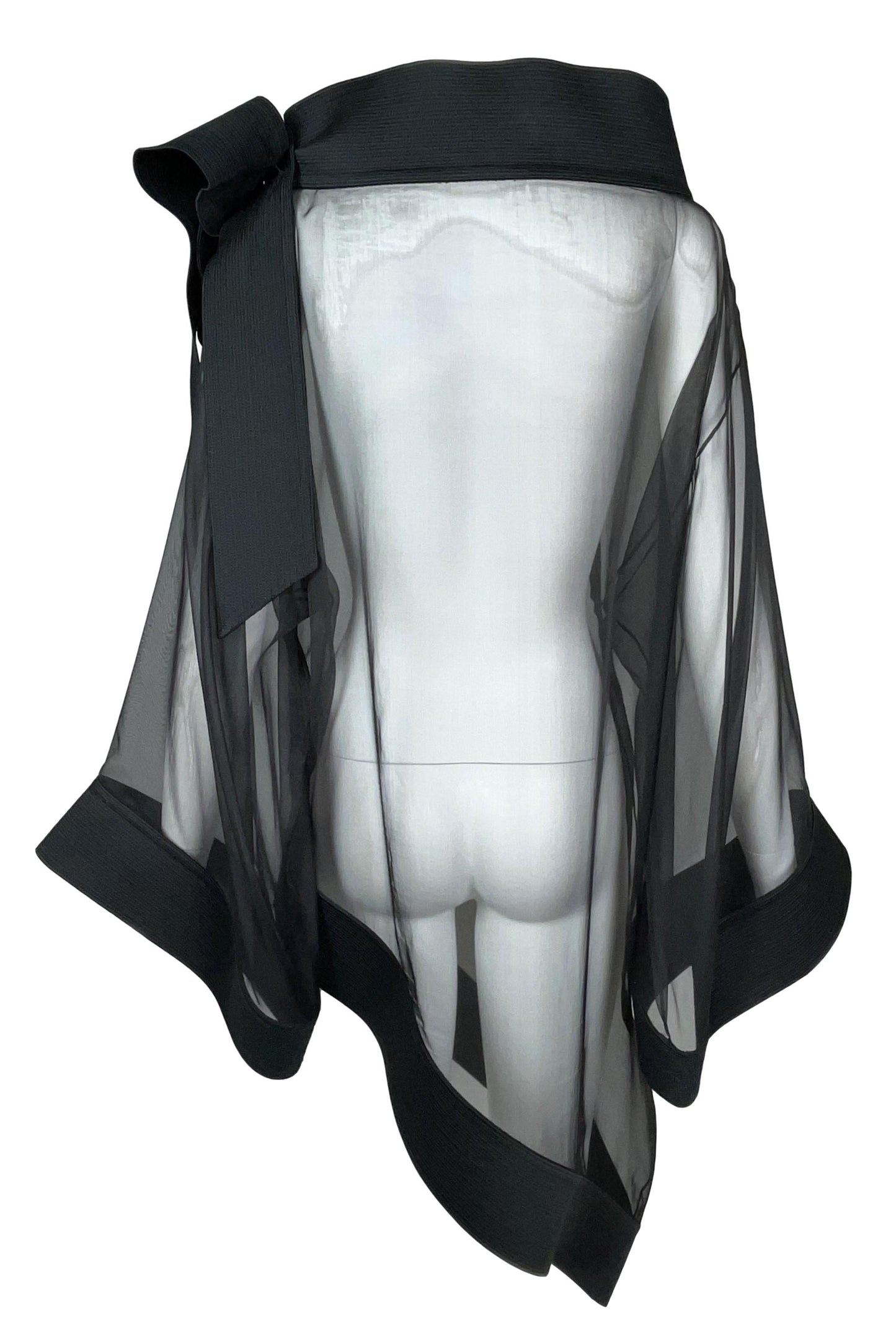 F/W 1999 Christian Dior by John Galliano Runway Sheer Black Large Bow Kimono Mini Dress