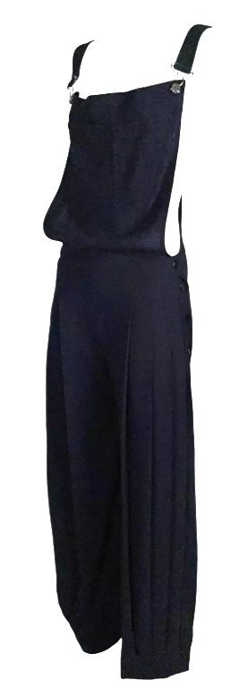 F/W 1999 Christian Dior by John Galliano Runway Black Wide Leg Jumpsuit Overalls