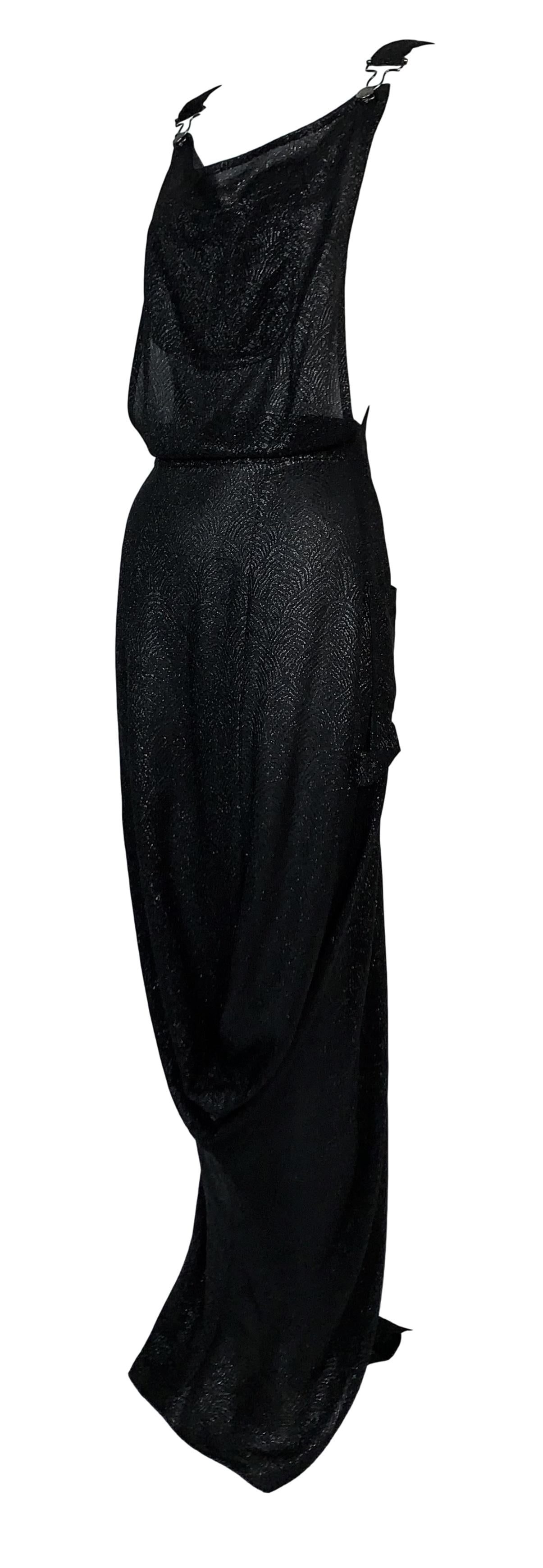 F/W 1999 Christian Dior by John Galliano Runway Sheer Glitter Black Suspender Dress