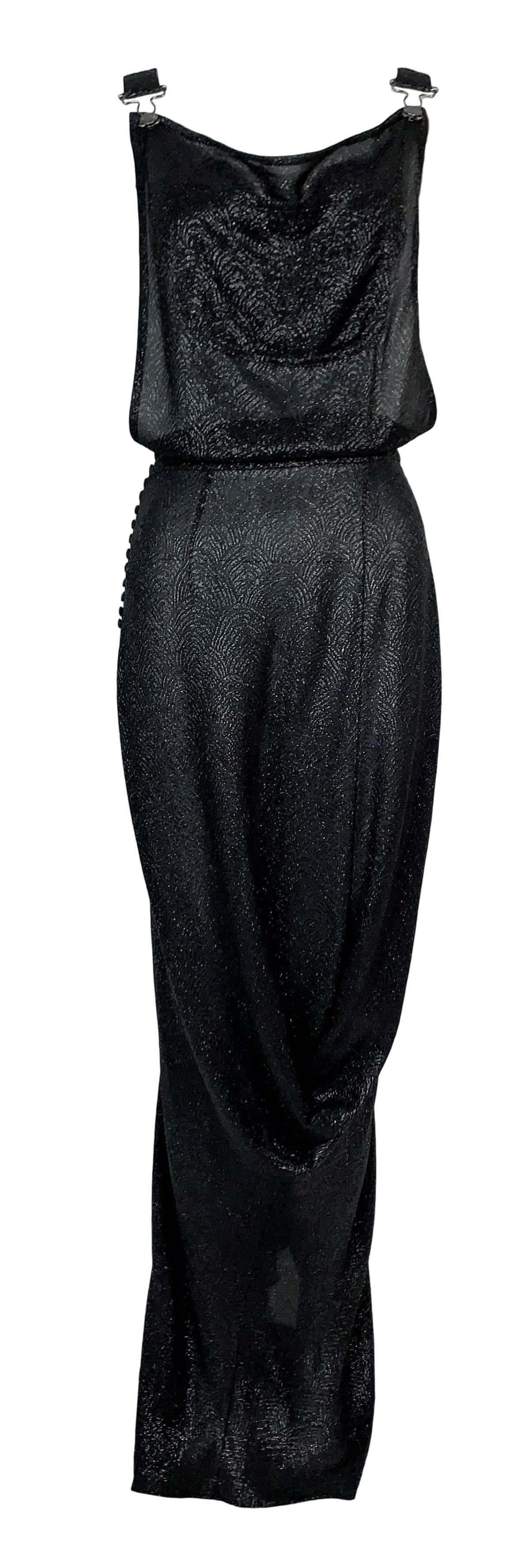 F/W 1999 Christian Dior by John Galliano Runway Sheer Glitter Black Suspender Dress