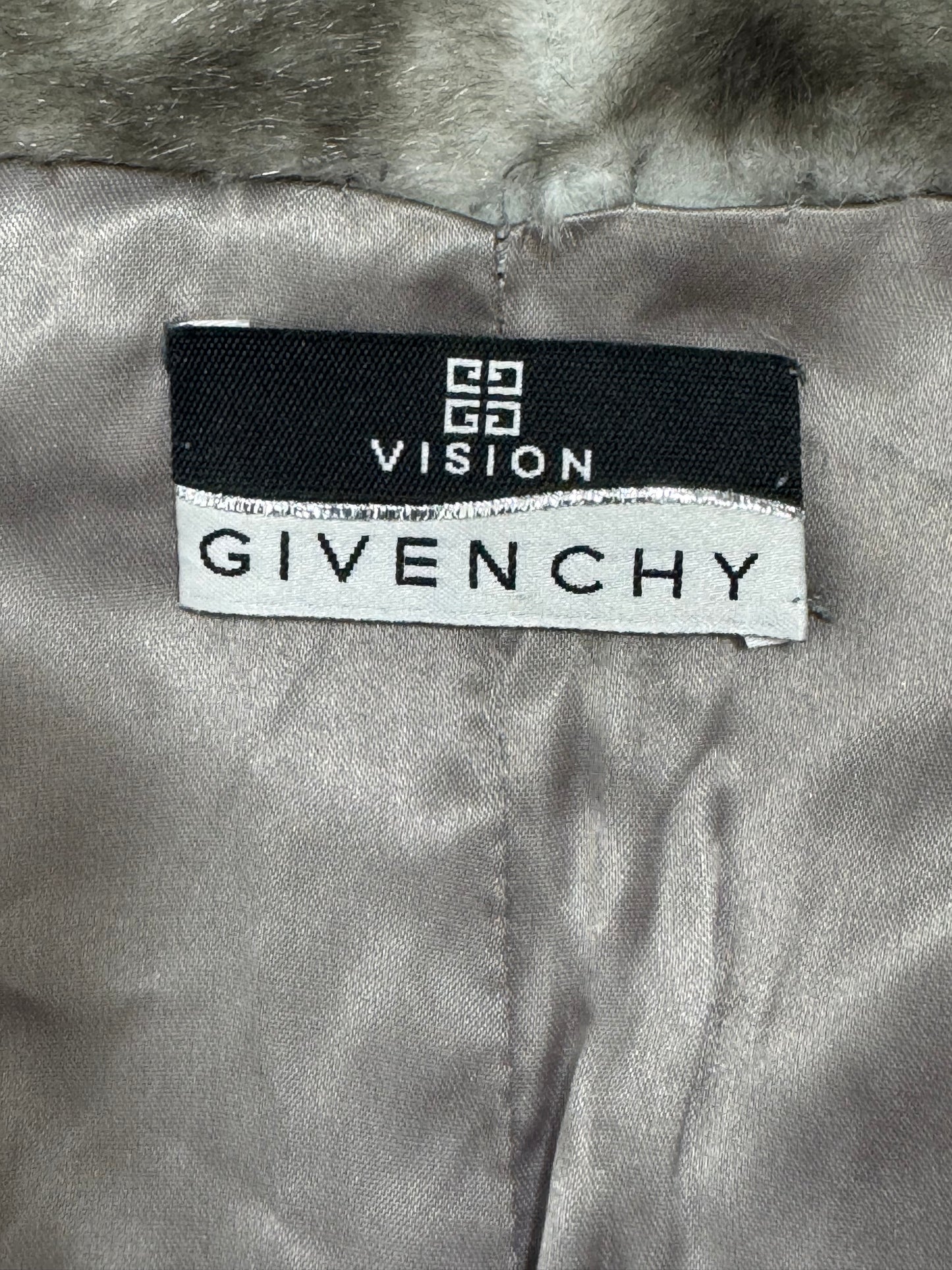 F/W 1999 Givenchy by Alexander McQueen Gray Silver Faux Fur Fitted Short Jacket